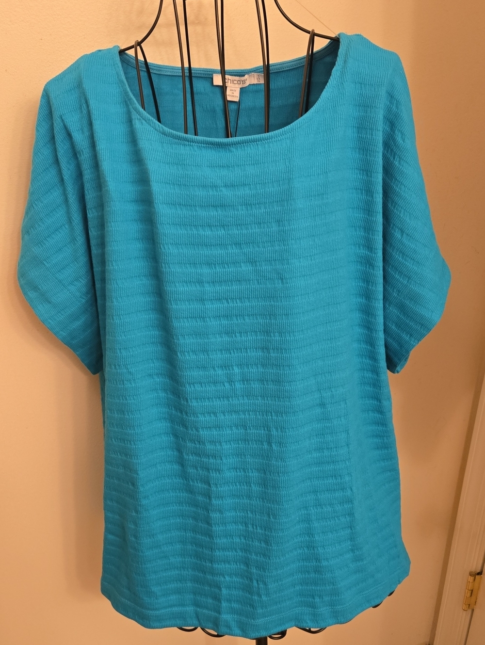 NWT Chico's Ribbed Short-Sleeve Top size 3 or Regular 16